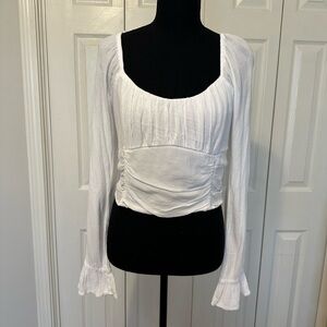 Hollister White Ruched Crop Top